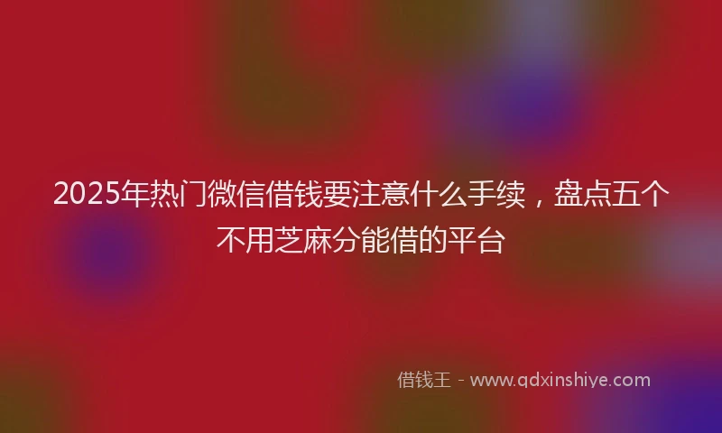 2025年热门微信借钱要注意什么手续，盘点五个不用芝麻分能借的平台