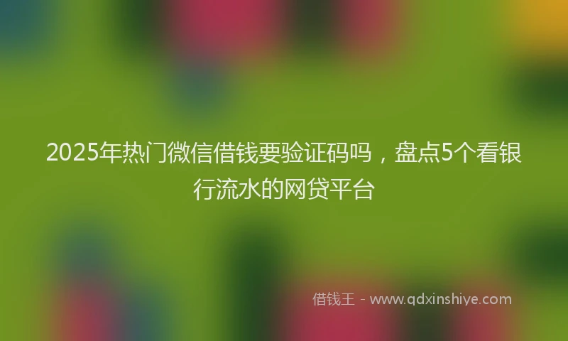 2025年热门微信借钱要验证码吗,盘点5个看银行流水的网贷平台