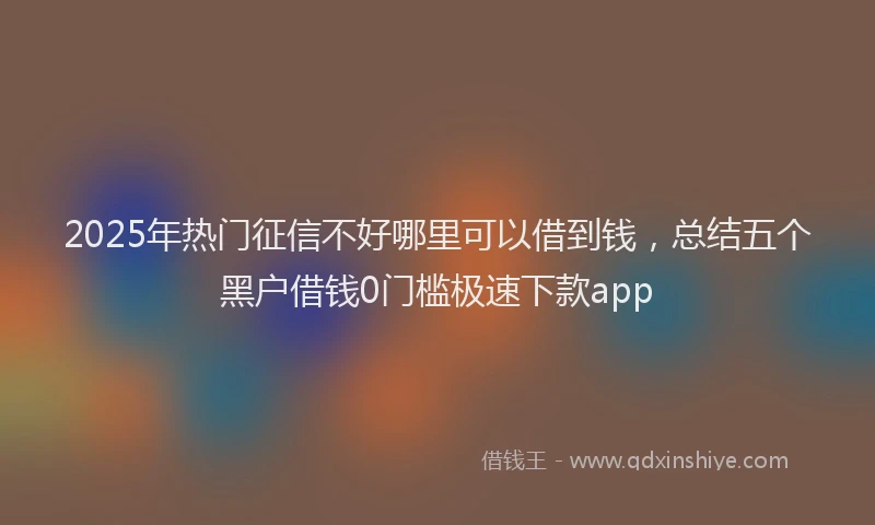 2025年热门征信不好哪里可以借到钱，总结五个黑户借钱0门槛极速下款app