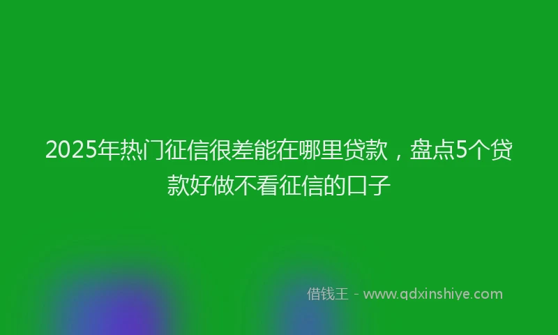 2025年热门征信很差能在哪里贷款，盘点5个贷款好做不看征信的口子