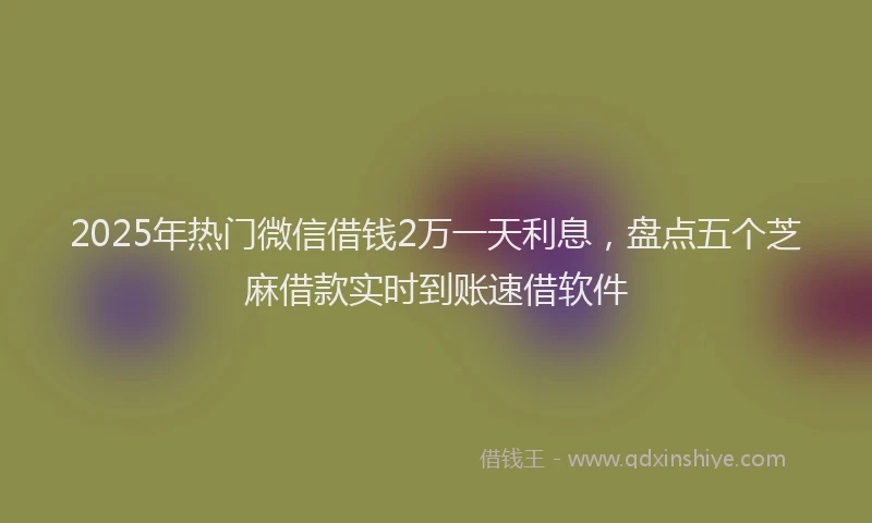 2025年热门微信借钱2万一天利息，盘点五个芝麻借款实时到账速借软件