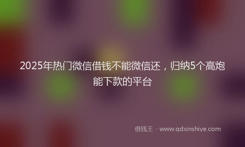 2025年热门微信借钱不能微信还，归纳5个高炮能下款的平台