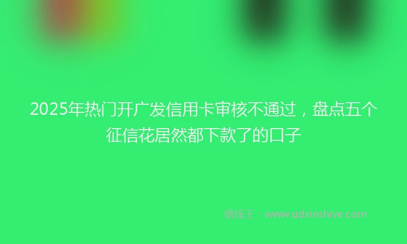 2025年热门开广发信用卡审核不通过，盘点五个征信花居然都下款了的口子