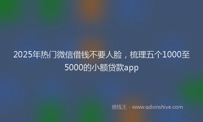 2025年热门微信借钱不要人脸，梳理五个1000至5000的小额贷款app
