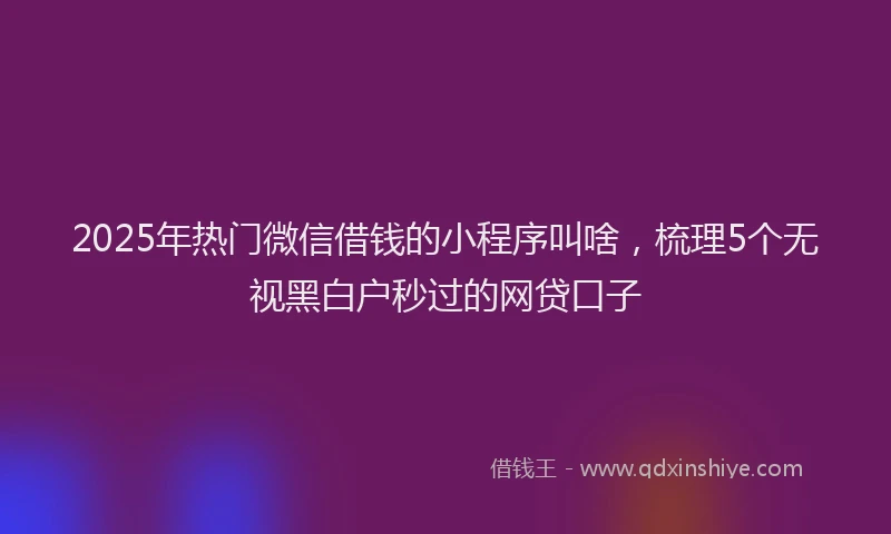 2025年热门微信借钱的小程序叫啥，梳理5个无视黑白户秒过的网贷口子