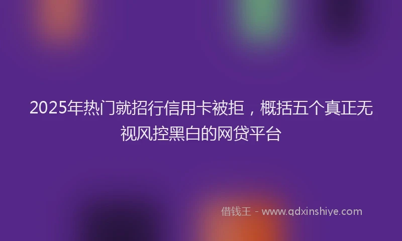 2025年热门就招行信用卡被拒，概括五个真正无视风控黑白的网贷平台