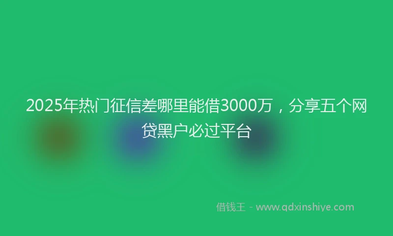 2025年热门征信差哪里能借3000万，分享五个网贷黑户必过平台