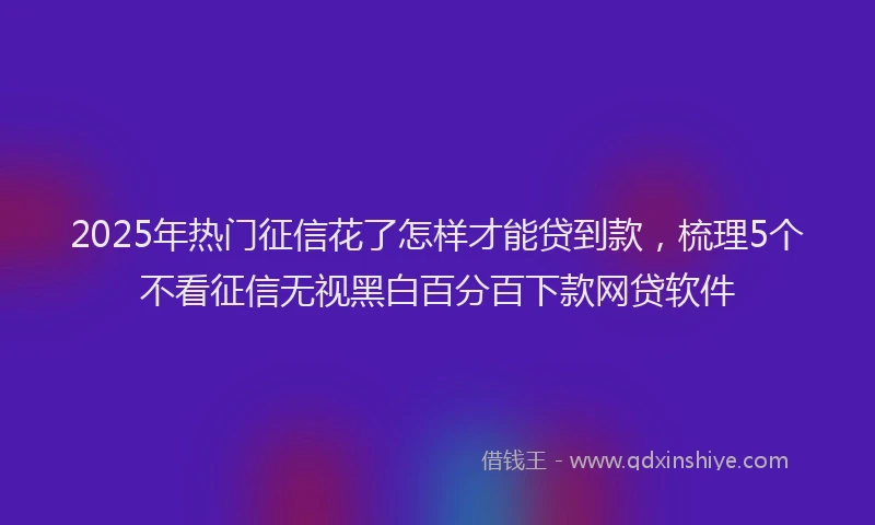 2025年热门征信花了怎样才能贷到款，梳理5个不看征信无视黑白百分百下款网贷软件