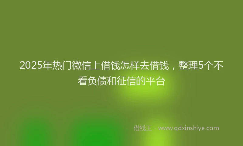 2025年热门微信上借钱怎样去借钱，整理5个不看负债和征信的平台