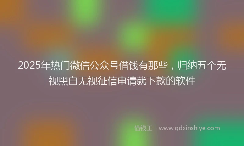 2025年热门微信公众号借钱有那些，归纳五个无视黑白无视征信申请就下款的软件