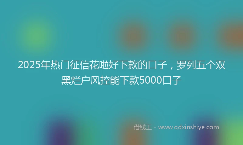 2025年热门征信花啦好下款的口子，罗列五个双黑烂户风控能下款5000口子