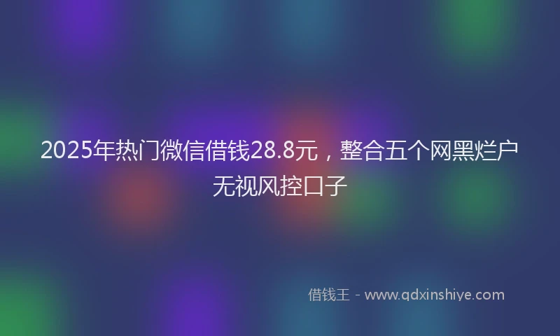 2025年热门微信借钱28.8元，整合五个网黑烂户无视风控口子