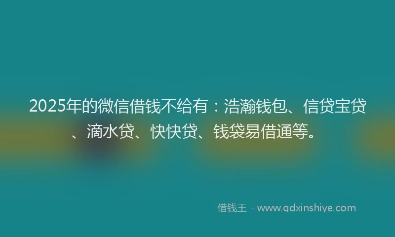 2025年的微信借钱不给有：浩瀚钱包、信贷宝贷、滴水贷、快快贷、钱袋易借通等。