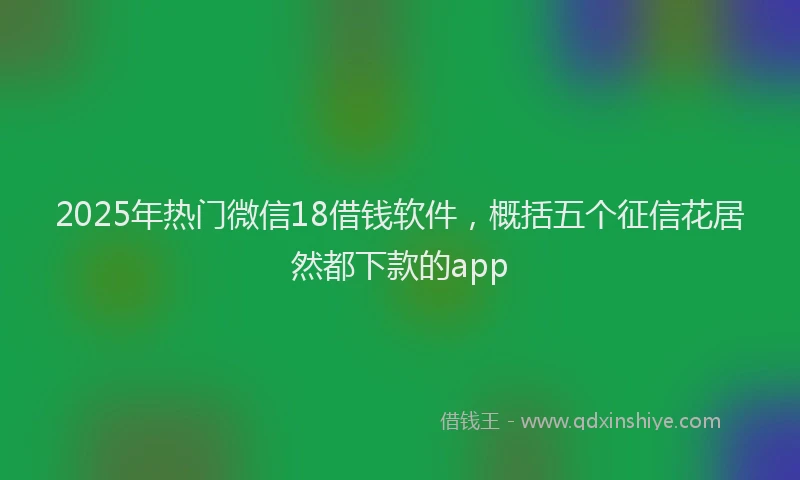 2025年热门微信18借钱软件，概括五个征信花居然都下款的app