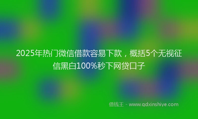 2025年热门微信借款容易下款，概括5个无视征信黑白100%秒下网贷口子