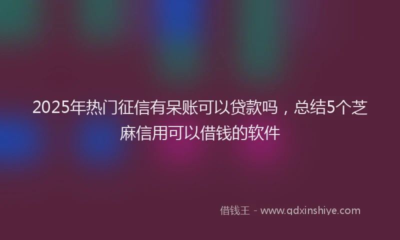 2025年热门征信有呆账可以贷款吗，总结5个芝麻信用可以借钱的软件