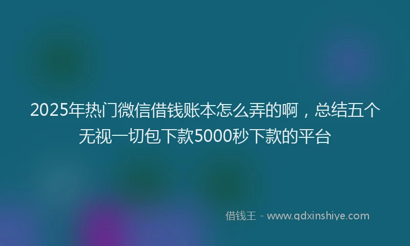 2025年热门微信借钱账本怎么弄的啊，总结五个无视一切包下款5000秒下款的平台