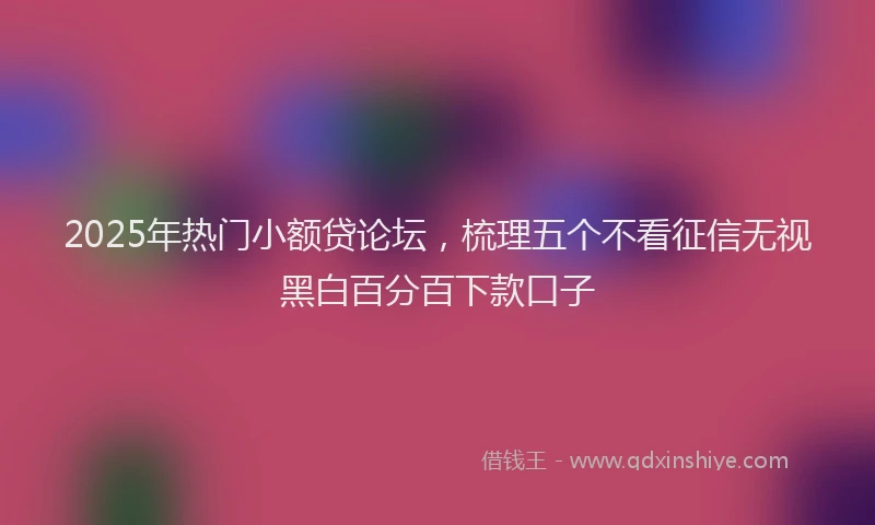 2025年热门小额贷论坛，梳理五个不看征信无视黑白百分百下款口子