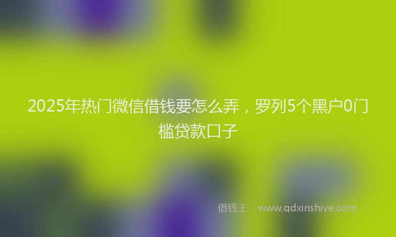 2025年热门微信借钱要怎么弄，罗列5个黑户0门槛贷款口子