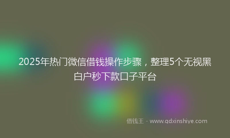2025年热门微信借钱操作步骤，整理5个无视黑白户秒下款口子平台