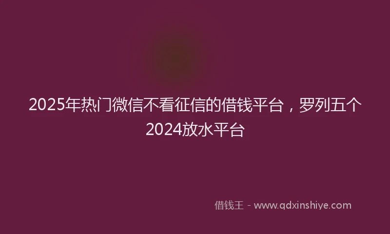 2025年热门微信不看征信的借钱平台,罗列五个2024放水平台