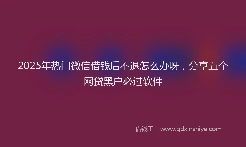 2025年热门微信借钱后不退怎么办呀，分享五个网贷黑户必过软件