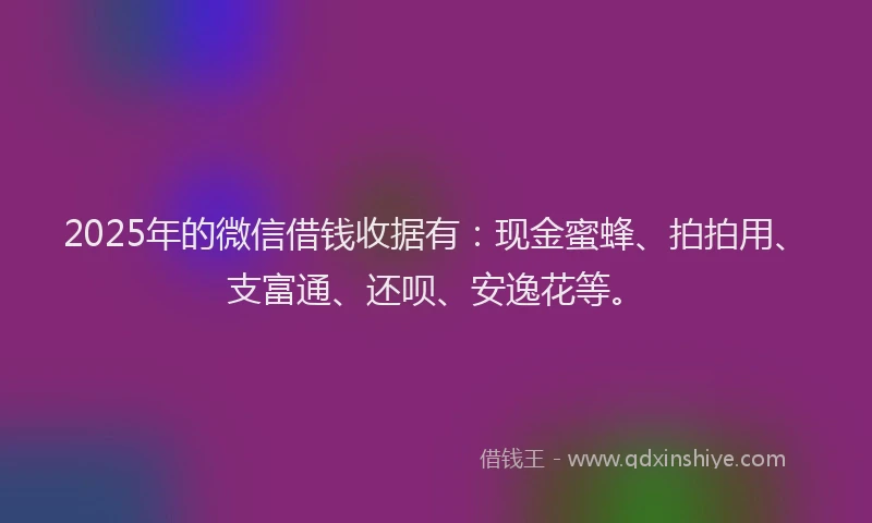 2025年的微信借钱收据有：现金蜜蜂、拍拍用、支富通、还呗、安逸花等。