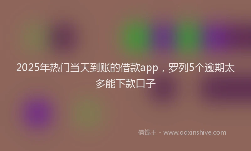 2025年热门当天到账的借款app，罗列5个逾期太多能下款口子