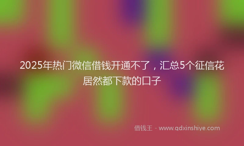 2025年热门微信借钱开通不了，汇总5个征信花居然都下款的口子