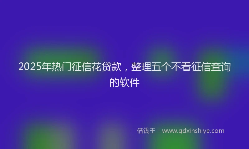 2025年热门征信花贷款，整理五个不看征信查询的软件