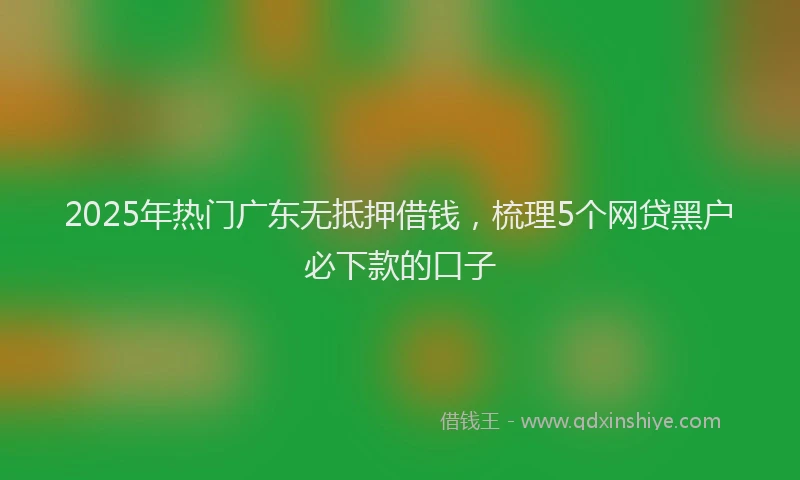 2025年热门广东无抵押借钱，梳理5个网贷黑户必下款的口子