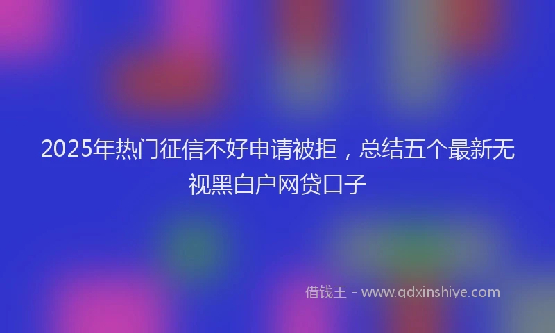 2025年热门征信不好申请被拒，总结五个最新无视黑白户网贷口子
