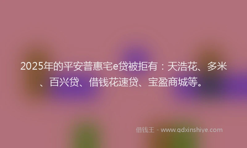 2025年的平安普惠宅e贷被拒有：天浩花、多米、百兴贷、借钱花速贷、宝盈商城等。