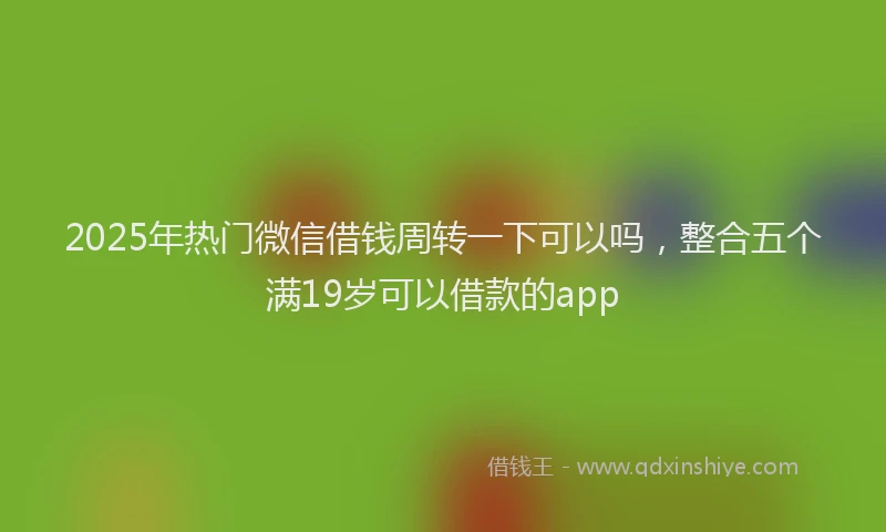 2025年热门微信借钱周转一下可以吗，整合五个满19岁可以借款的app