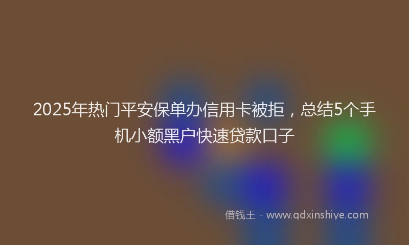 2025年热门平安保单办信用卡被拒，总结5个手机小额黑户快速贷款口子