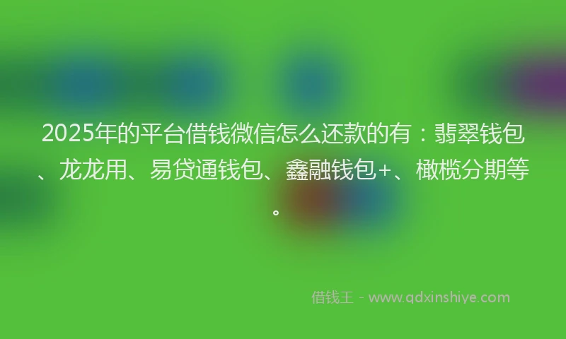 2025年的平台借钱微信怎么还款的有：翡翠钱包、龙龙用、易贷通钱包、鑫融钱包+、橄榄分期等。