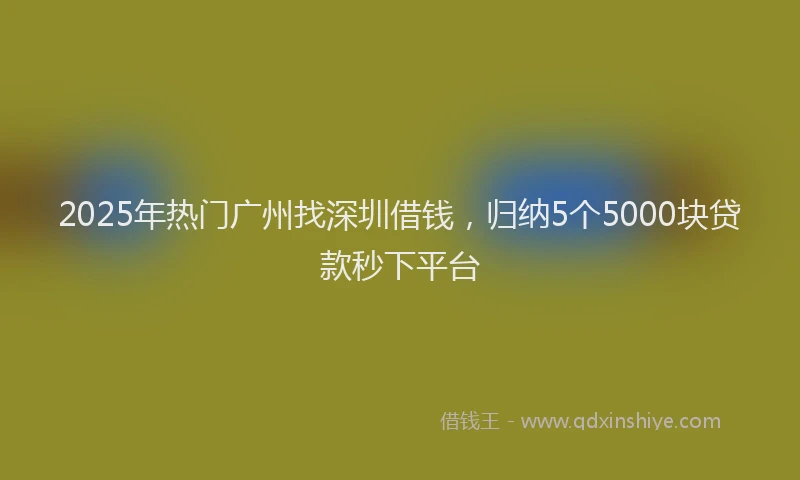 2025年热门广州找深圳借钱,归纳5个5000块贷款秒下平台