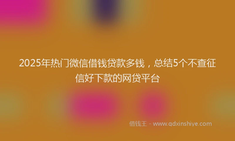 2025年热门微信借钱贷款多钱，总结5个不查征信好下款的网贷平台