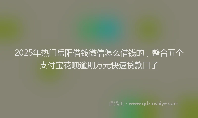 2025年热门岳阳借钱微信怎么借钱的，整合五个支付宝花呗逾期万元快速贷款口子