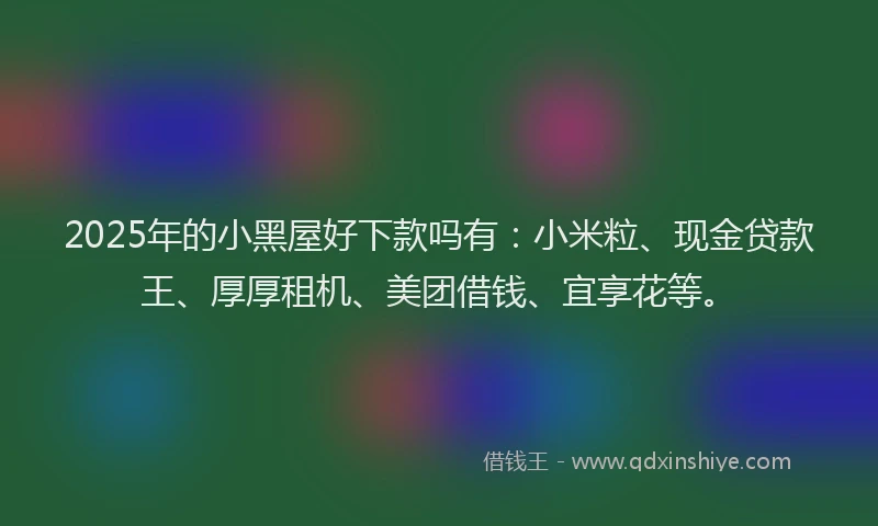 2025年的小黑屋好下款吗有：小米粒、现金贷款王、厚厚租机、美团借钱、宜享花等。