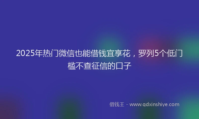 2025年热门微信也能借钱宜享花，罗列5个低门槛不查征信的口子