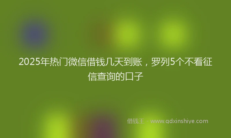 2025年热门微信借钱几天到账，罗列5个不看征信查询的口子