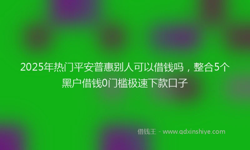 2025年热门平安普惠别人可以借钱吗，整合5个黑户借钱0门槛极速下款口子