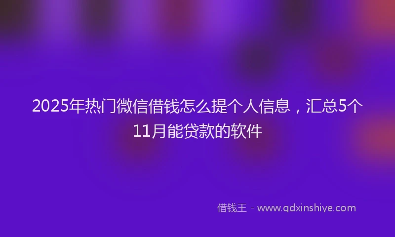 2025年热门微信借钱怎么提个人信息,汇总5个11月能贷款的软件