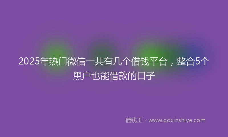 2025年热门微信一共有几个借钱平台，整合5个黑户也能借款的口子