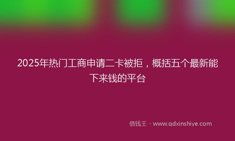 2025年热门工商申请二卡被拒，概括五个最新能下来钱的平台