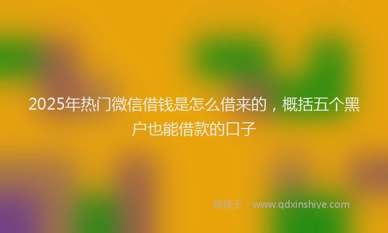 2025年热门微信借钱是怎么借来的，概括五个黑户也能借款的口子