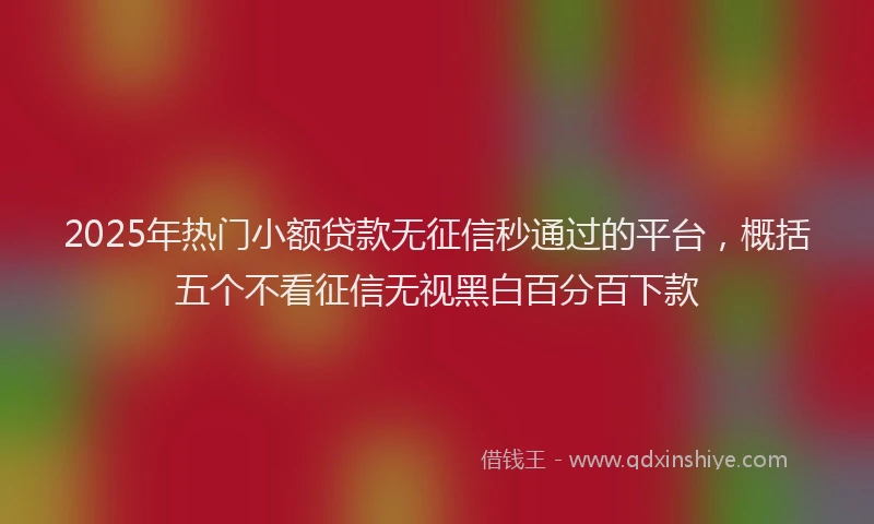 2025年热门小额贷款无征信秒通过的平台，概括五个不看征信无视黑白百分百下款
