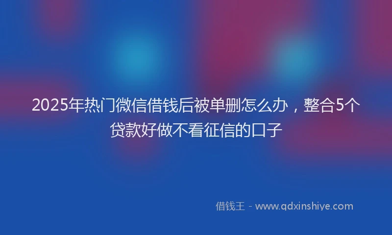 2025年热门微信借钱后被单删怎么办，整合5个贷款好做不看征信的口子