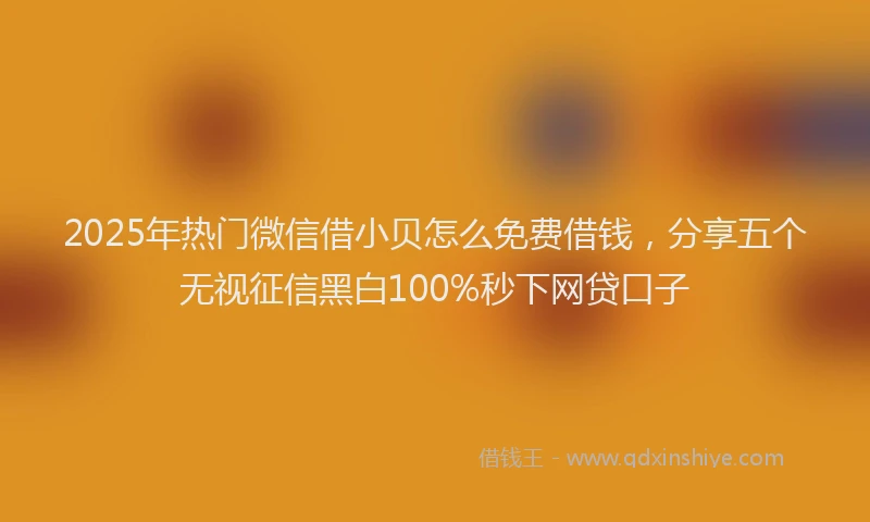 2025年热门微信借小贝怎么免费借钱，分享五个无视征信黑白100%秒下网贷口子